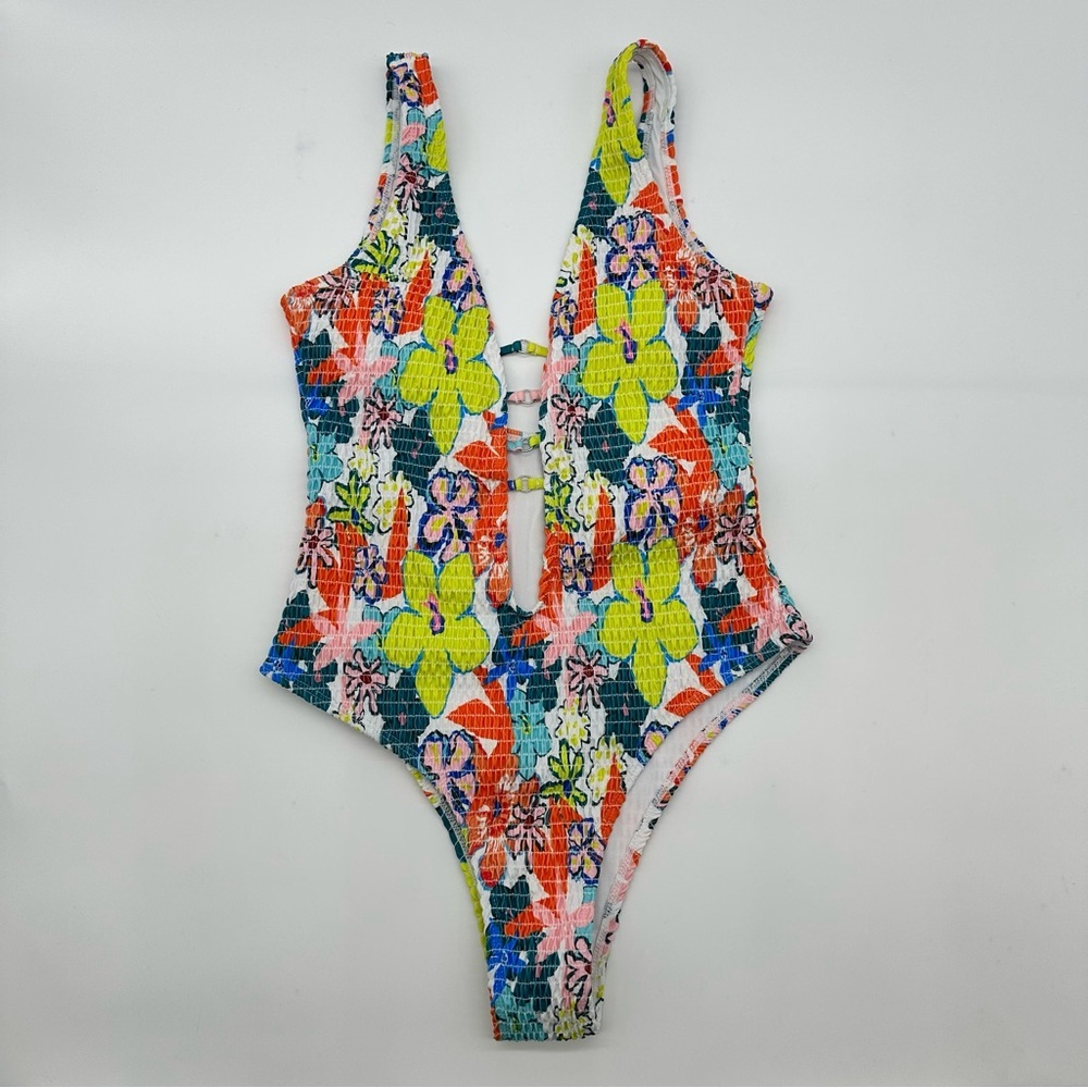Shein Floral Colorful One Piece‎ Swimsuit Size Medium NWOT
